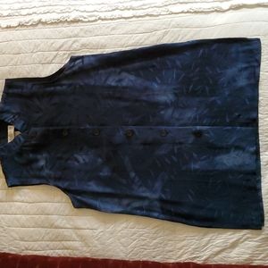 Casual Corner & Co Navy Tie Dye Embroidered Tunic Top